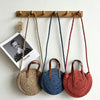 Straw Crossbody Bags With Round Woven Design