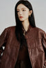 Genuine Leather Zip Up Women Jacket Brown Moto Biker Style