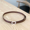 Women Pearl Buckle Split Cowhide Thin Leather Belt Style 1 Brown