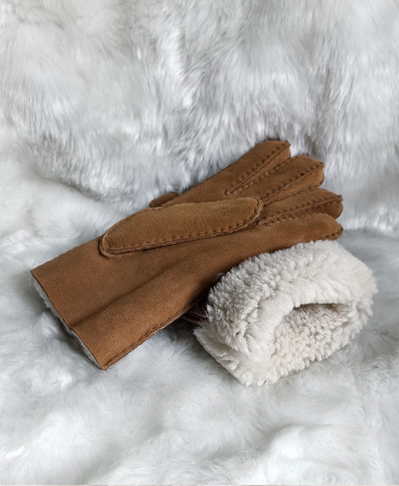 sheepskin suede gloves with fleece lining