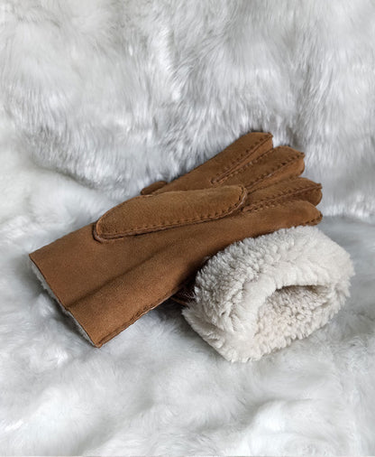 sheepskin suede gloves with fleece lining
