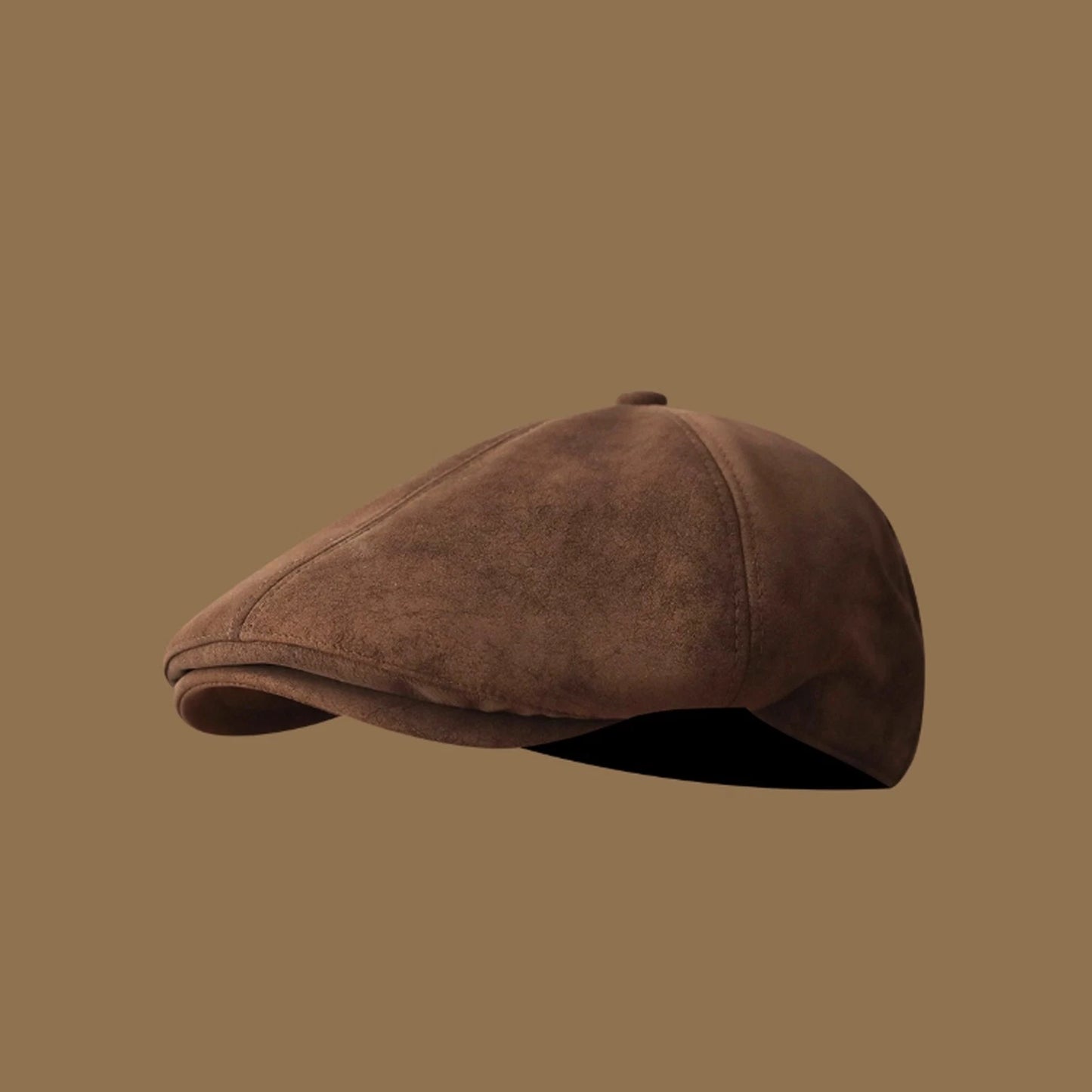 Suede leather gatsby newsboy cap for men
