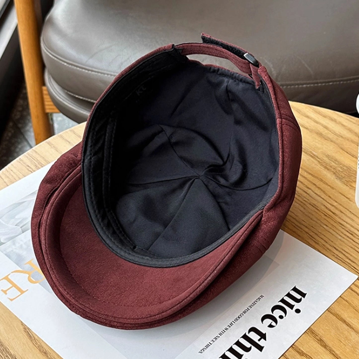 Suede leather gatsby newsboy cap for men