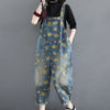Womens denim jumpsuit with sunflower print overalls