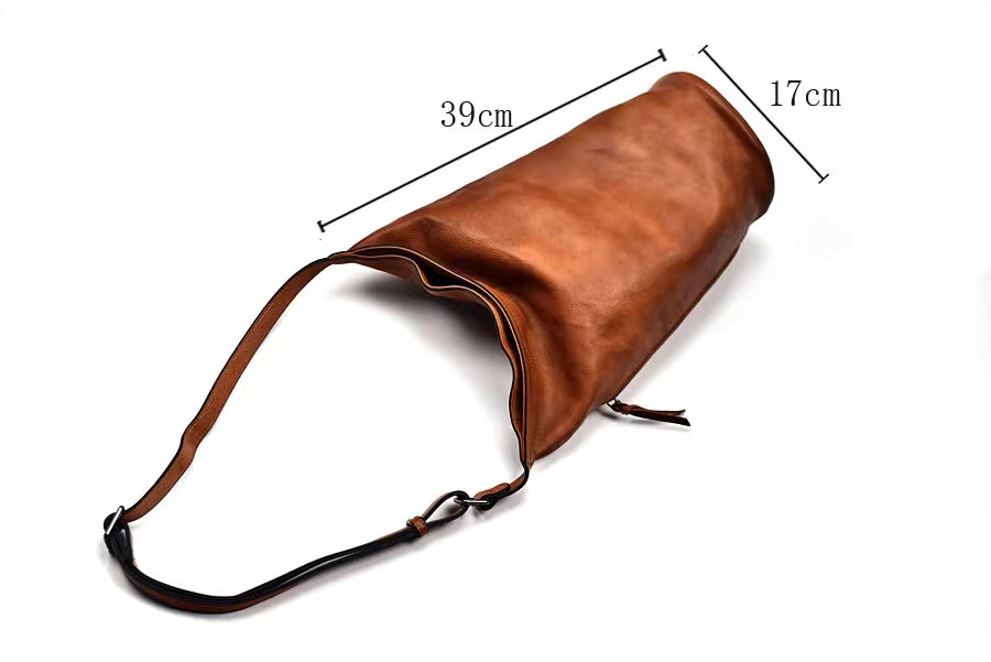 Genuine Leather Retro Art Bucket Messenger Bag
