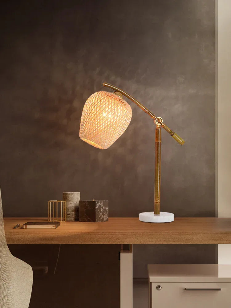 Bamboo Rattan Nordic Table Lamp With Woven Shade
