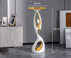 Black and Gold Moon Floor Lamp Sculptural Resin Light White With Tray