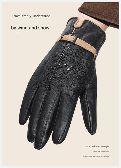 Women leather gloves for winter