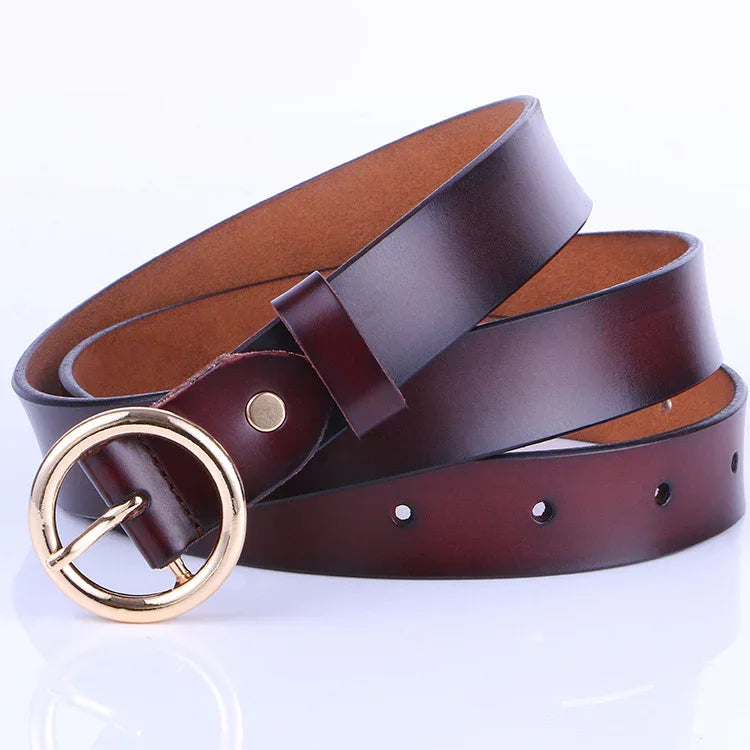 Women's genuine cowhide leather pin buckle belt 2 105 cms