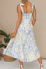 Floral midi sundress with tie straps and v neckline