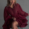 French chiffon tie waist mini dress