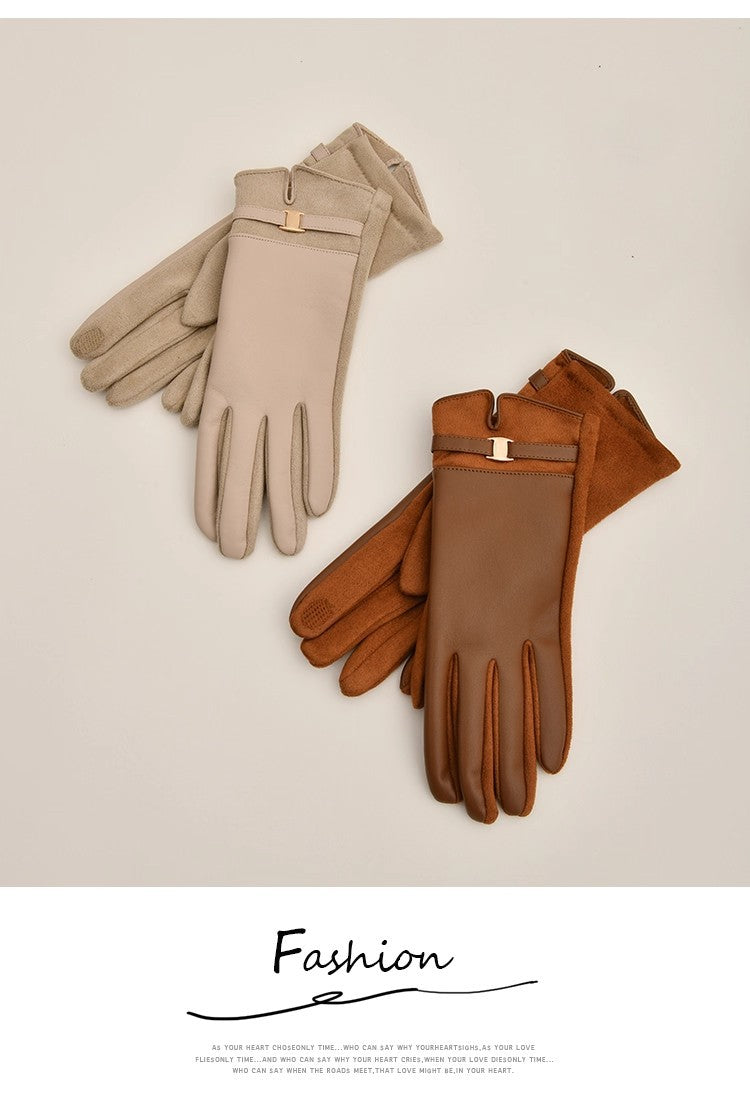 Women leather gloves for winter warmth