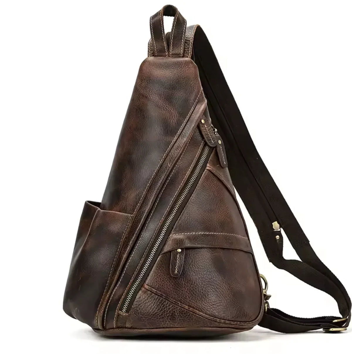 Genuine Leather Sling Backpack for Men