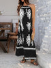 Tribal Print Maxi Dress for Women in Black and White