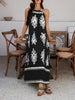 Tribal Print Maxi Dress for Women in Black and White