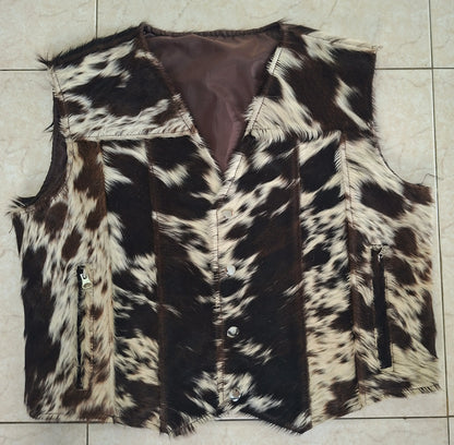 Cowhide Vest in Tricolor Hair-On Hide for Men and Women