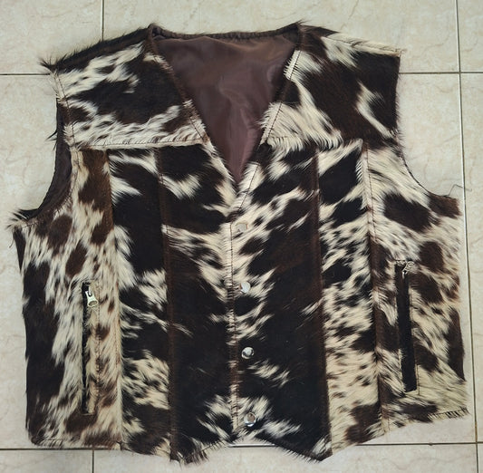 Cowhide Vest in Tricolor Hair-On Hide for Men and Women