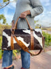 Cowhide Luggage Bag Black Brown White