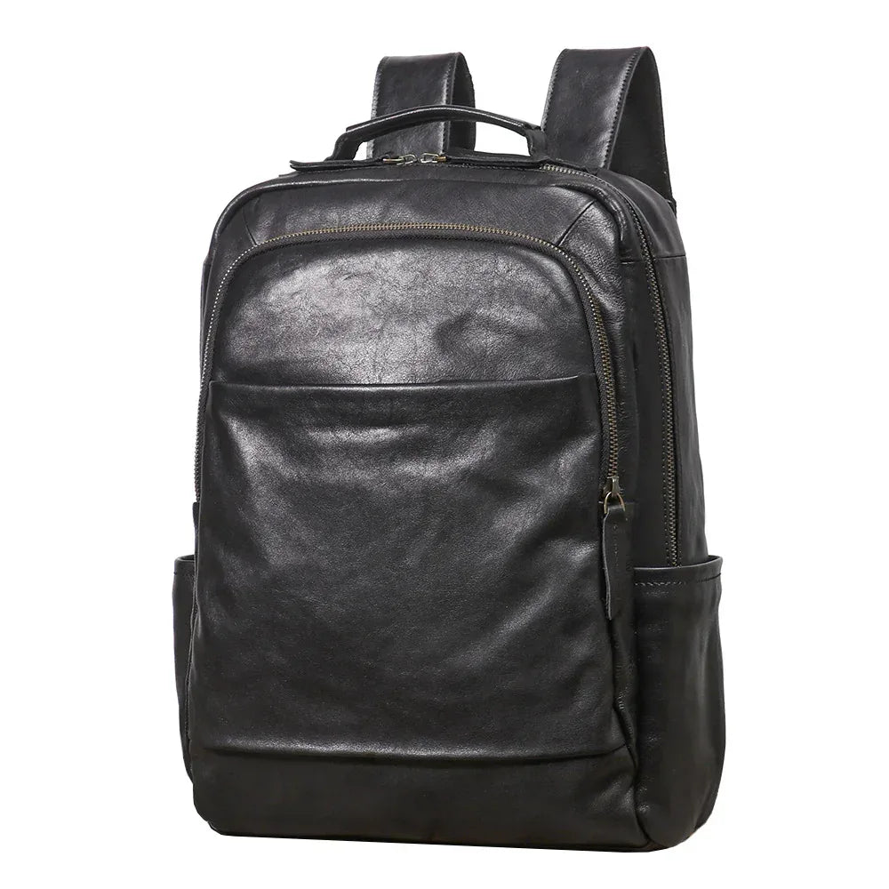 Men’s Leather Backpack with Trolley Sleeve