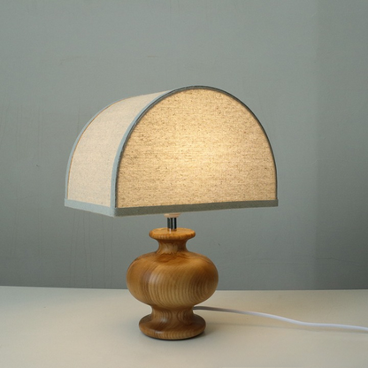 Modern ash wood fabric table lamp set Type A C-shaped solid wood base