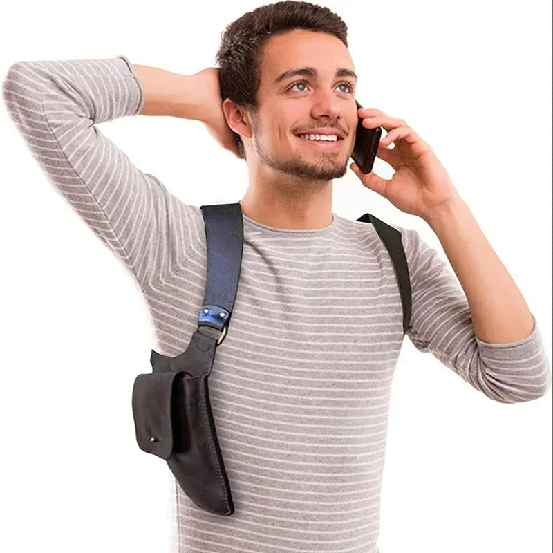 Genuine Leather Underarm Holster Wallet Black