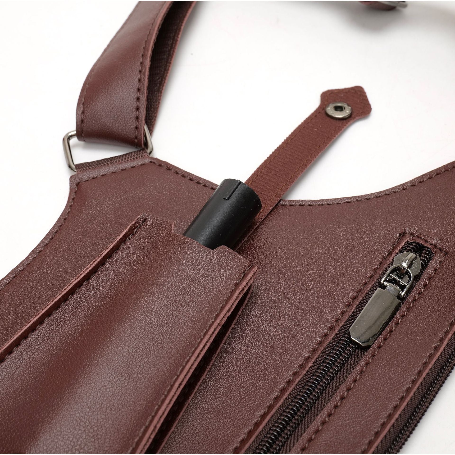 Brown faux leather underarm holster bag