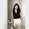 Women Casual Fitted Vest Top V Neck Sleeveless Office Waistcoat 1 XS