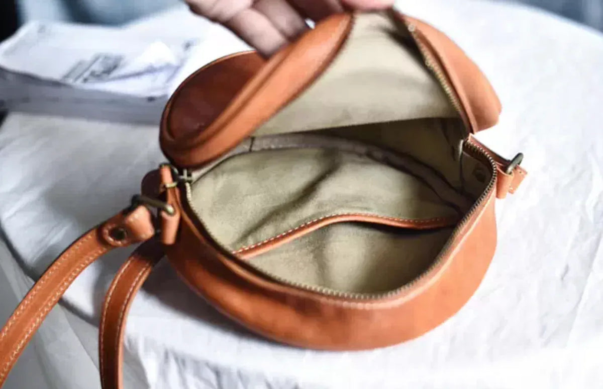 Women’s Round Leather Crossbody Bag