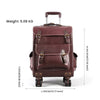 Vintage Leather Trolley Suitcase with Spinner Wheels