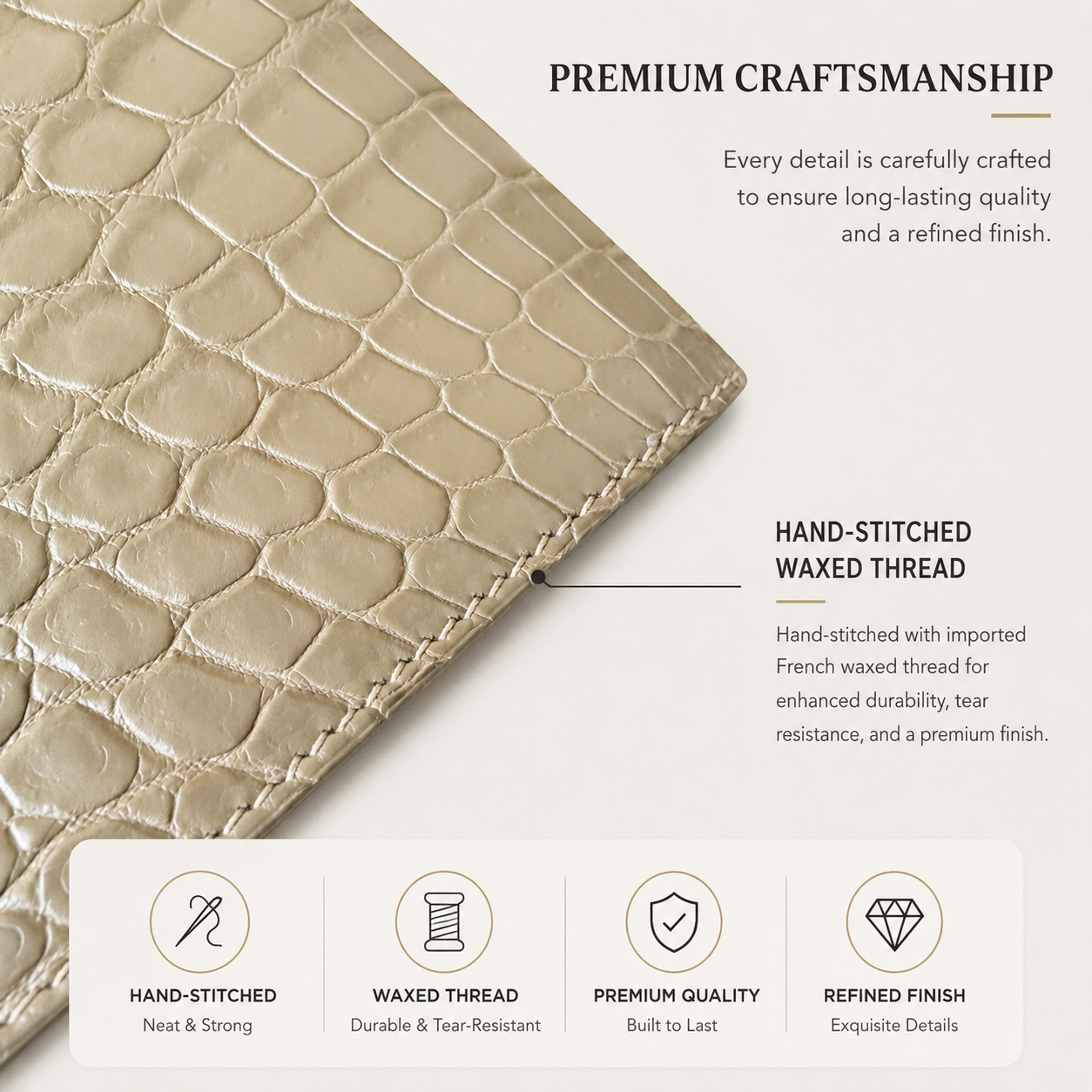 Genuine Crocodile Leather Bifold Wallet for Men
