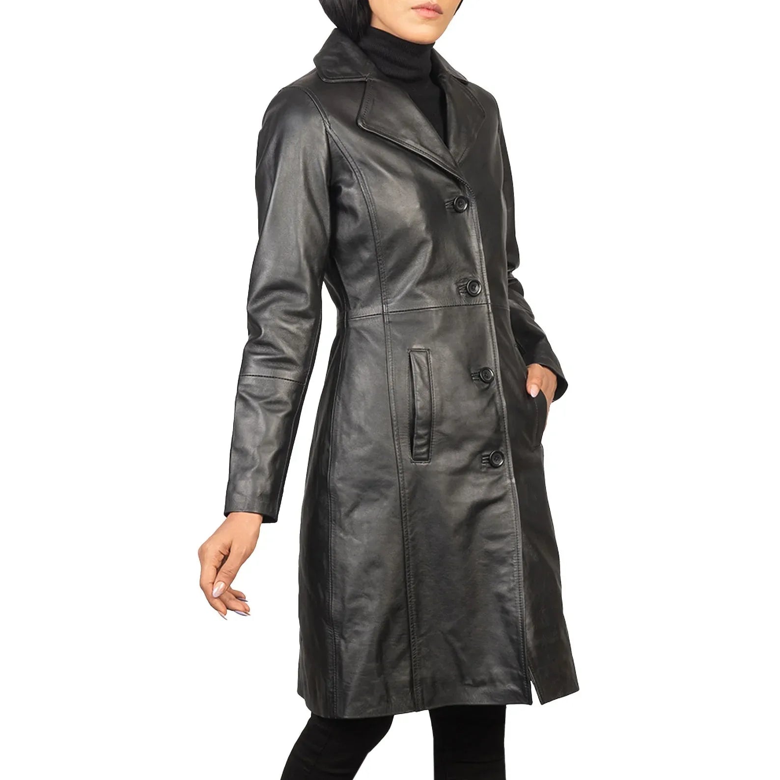 Genuine Leather Ladies Long Coat