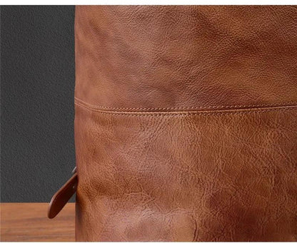 Men’s Vintage Leather Backpack Handmade Brown Cowhide