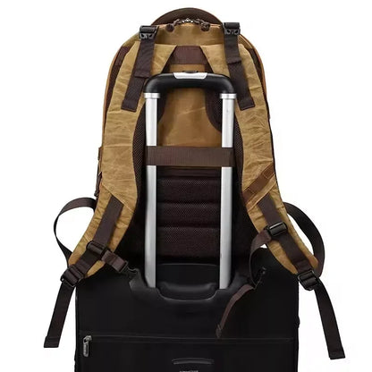 Waxed Canvas Camera Backpack with Leather
