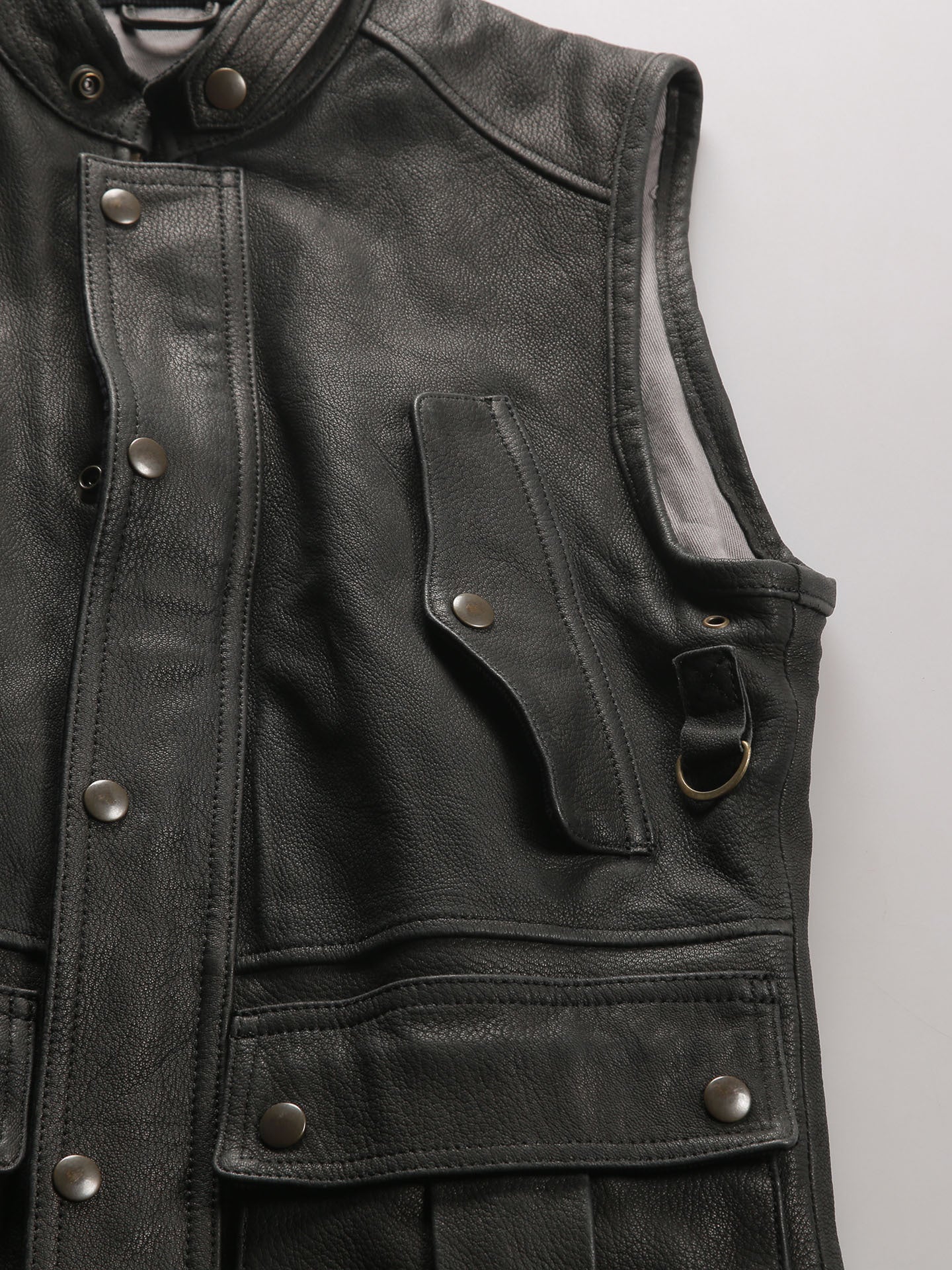 Retro cowhide genuine leather vest for men