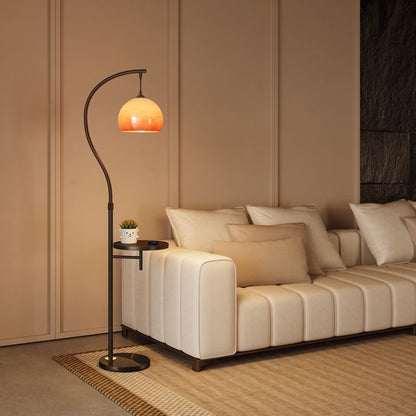Vintage arc floor lamp with storage shelf