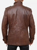 Vintage leather jacket for men with rich brown finish, field jacket shape, chest pockets and practical front storage.