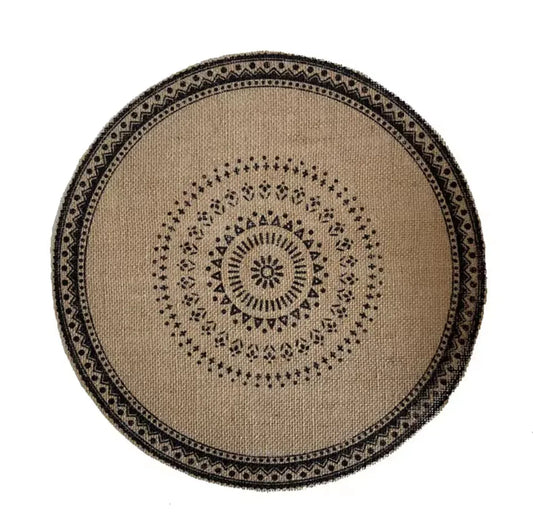 Vintage Round Placemats with Fringe and Mandala Pattern 1