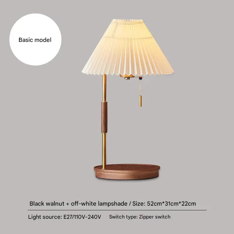 Nordic scandi wooden wireless charging table lamp Walnut wood lampshade + off-white lampshade (basic design)