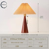 Japanese pleated wooden fabric led table lamp Walnut wood color + apricot lampshade 110V-120V For US CA