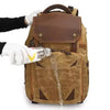 Waxed Canvas Camera Backpack with Leather