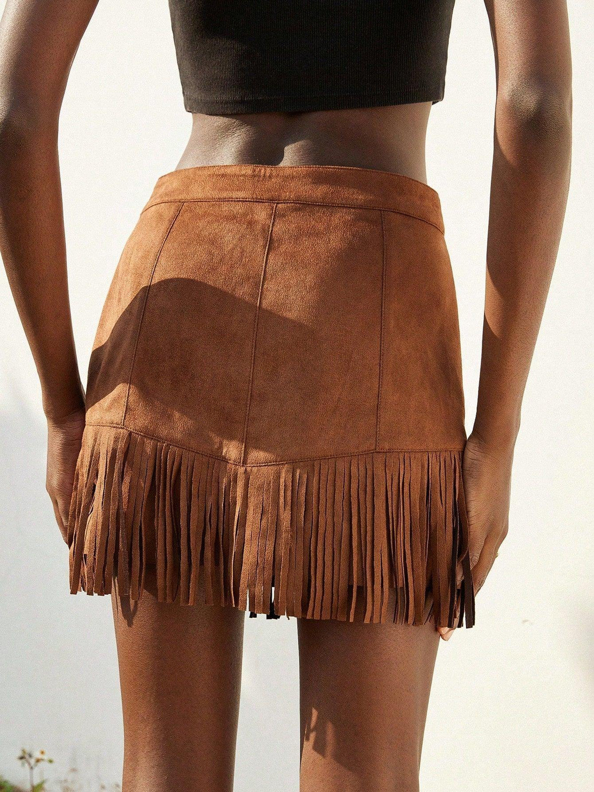 Fringe Hem Western A-Line Skirt for Women