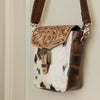 Tooled Cowhide Crossbody Bag with Western Leather Flap