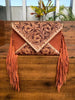Suede Embossed Leather Tooled Crossbody Bag