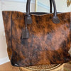 Brindle cowhide tote bag for women