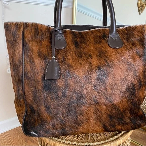 Brindle cowhide tote bag for women