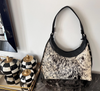 Cowhide shoulder bag black white western purse