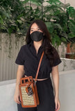 Handle Style Leather Rattan Handbag