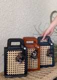 Handle Style Leather Rattan Handbag