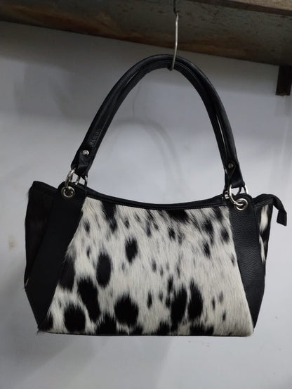 Spotted Black White Natural Cowhide Bag