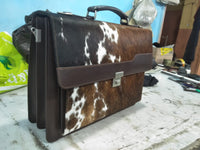 Dark Brown Black Cowhide Briefcase Bag